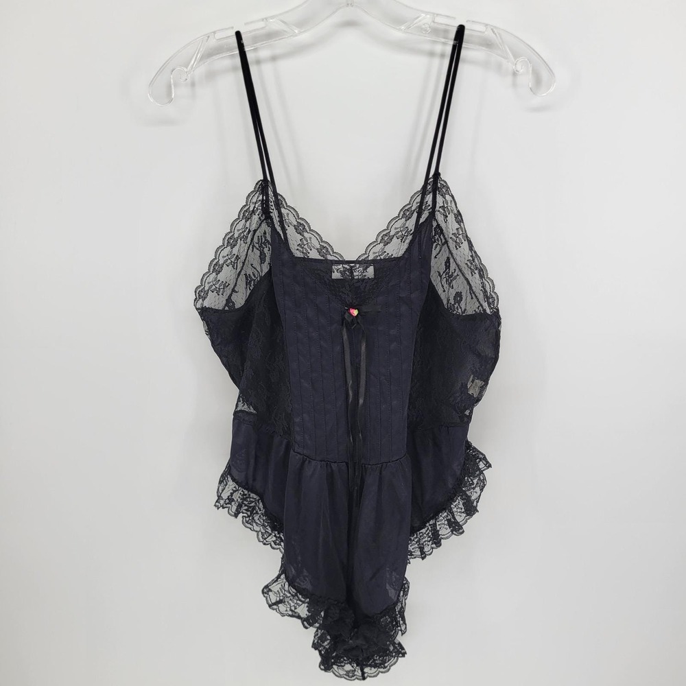 Vintage VTG Gilead Black Lace Teddy Bodysuit Medium USA Rosebud 8952 Lingerie